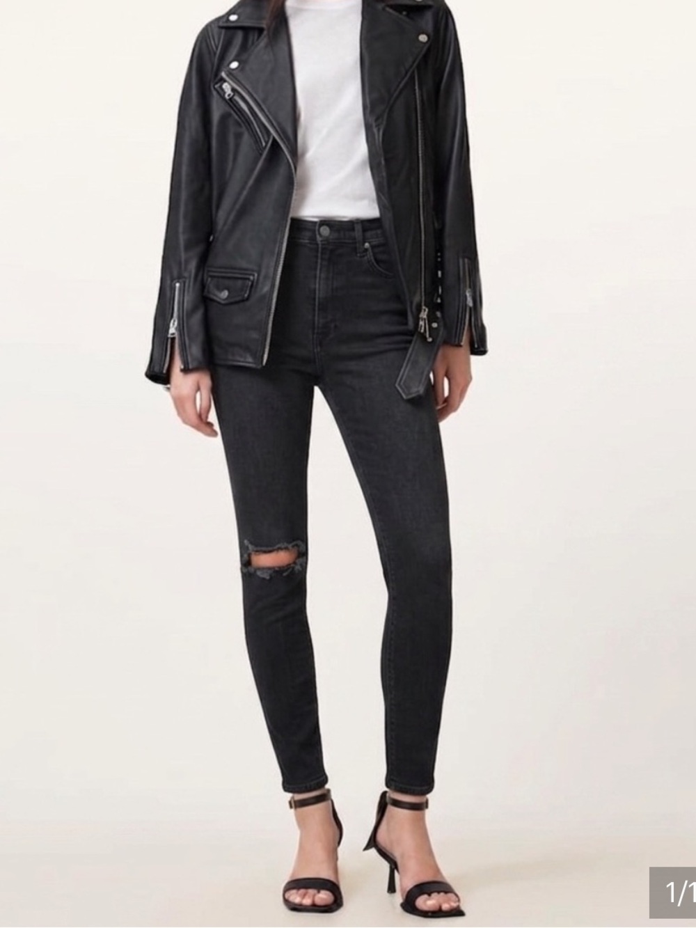 Reformation High & Skinny Black Distressed Jeans